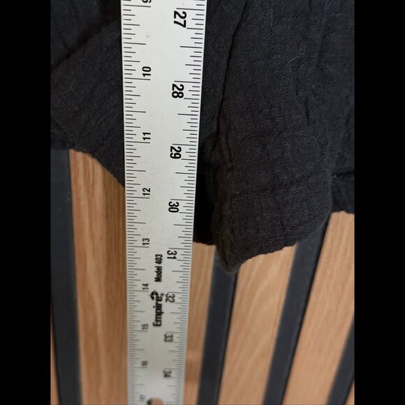 Zara One Piece XS Black Textured Henley Roll Tab Short Sleeve Pockets Romper - Picture 6 of 11